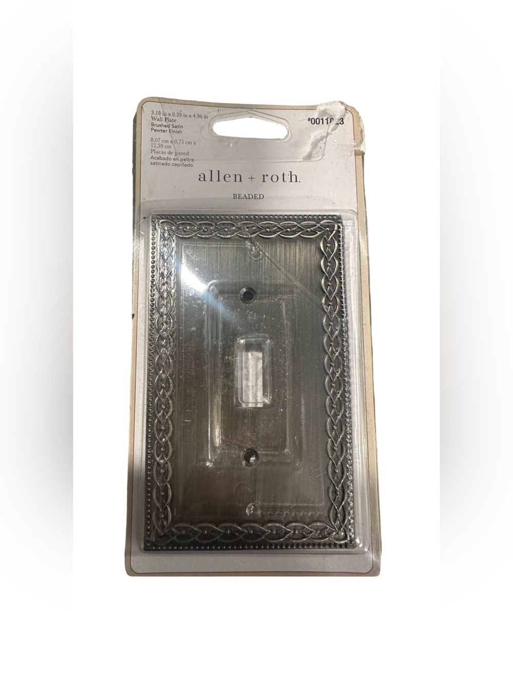 NEW allen + roth Beaded Decorative Toggle Wall Plate in Brushed Satin Pewter